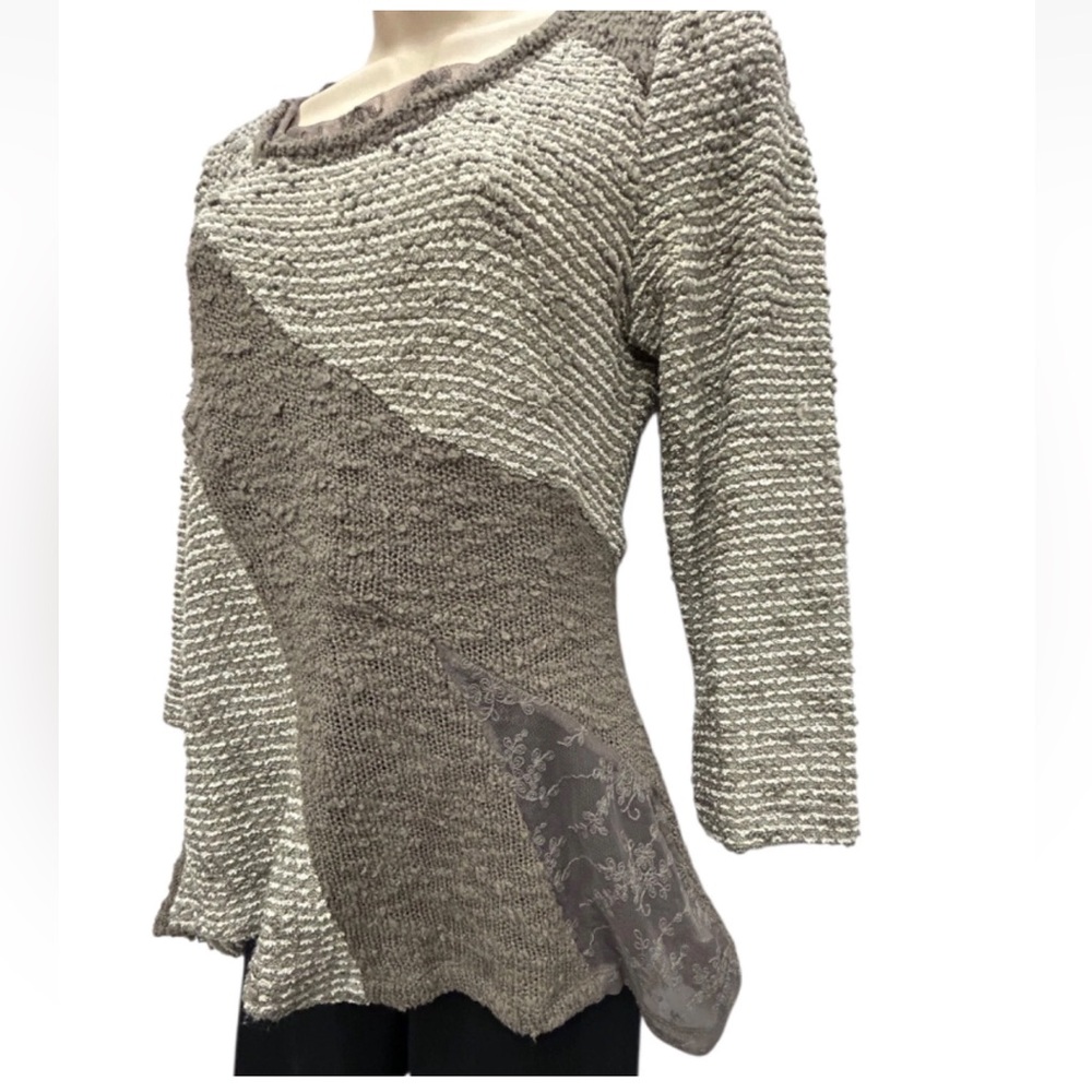 Anthropologie Angel of the North Sweater Women Small Cream Brown Art to Wear - Picture 6 of 11